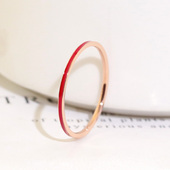 日式 轻奢素圈细陶瓷戒指女小众设计ins潮钛钢18k彩金尾戒小指单调