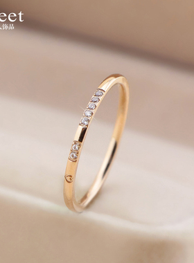 告白520钻石戒指女小众设计高级感钛钢玫瑰金尾戒小指情人节礼物