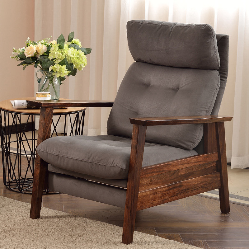 现代客厅黑檀木休闲椅实木榫卯简约单人沙发椅