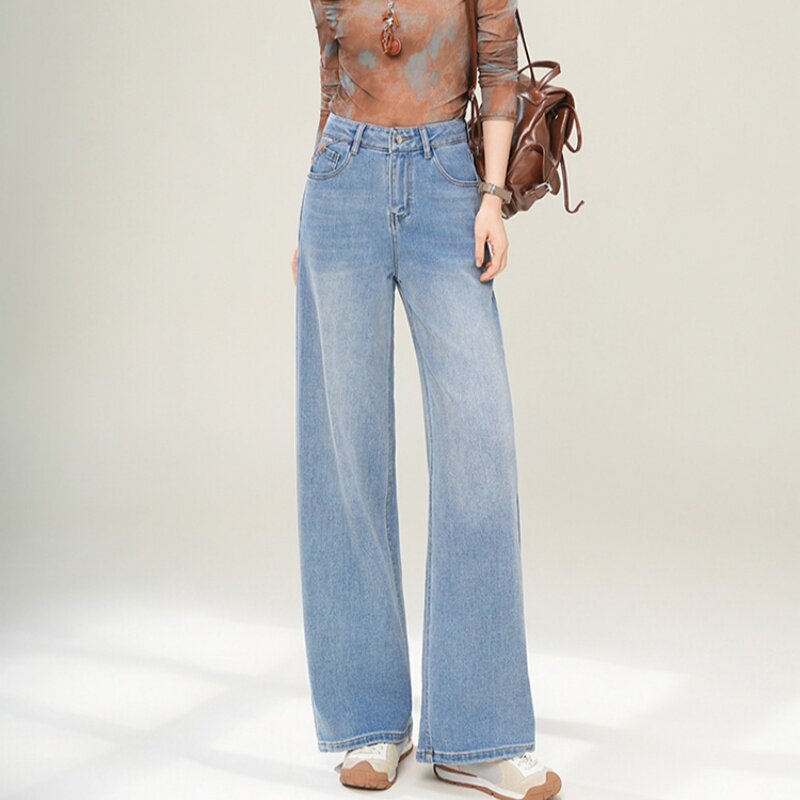 美式弯刀牛仔裤女春秋季新款2026爆款高腰宽松设计感慵懒风阔腿裤