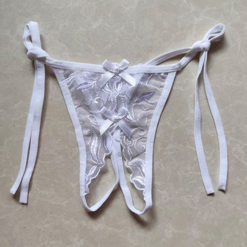 欧美极简性感内裤女纯欲风刺绣丁字裤低腰免脱通裆侧系带女裤头