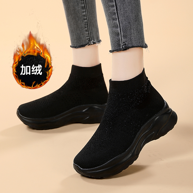 睿登松糕鞋袜子靴圆头网面透气