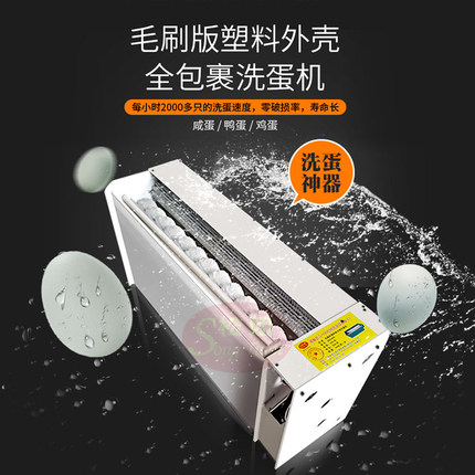 单/双排洗蛋机毛刷版塑料外壳新款304不锈钢轴承清洗鸡鸭咸蛋快速
