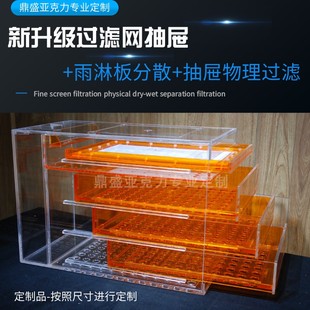 定制鱼缸底滤干湿分离盒过滤盒过滤网抽屉式返水仓静音雨淋亚克力
