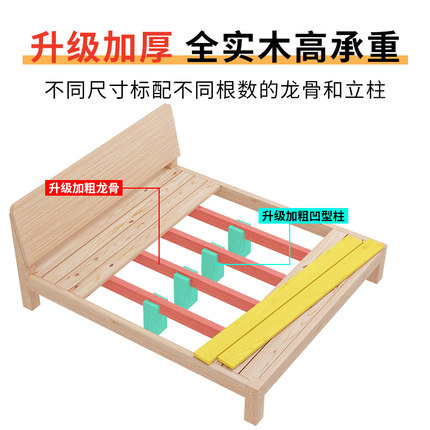 厂家直销实木双人床架子1.5宾馆出租房专用简易1.2米单人床经济型