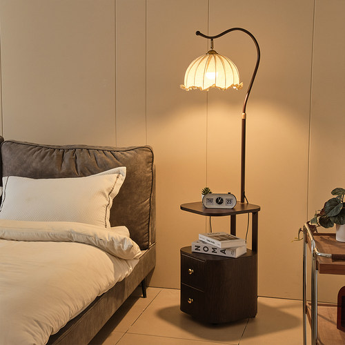 卧室床头柜一体台灯抽屉落地灯