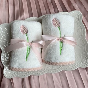 郁金香刺绣伴手礼毛巾婚庆节日回礼礼品擦手巾开业活动送礼面巾