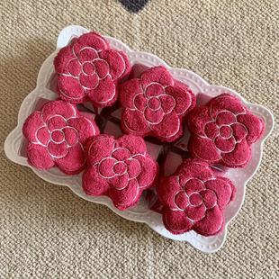 新款山茶花擦手巾开业节日婚庆毛巾珊瑚绒面巾生日伴手礼回礼毛巾