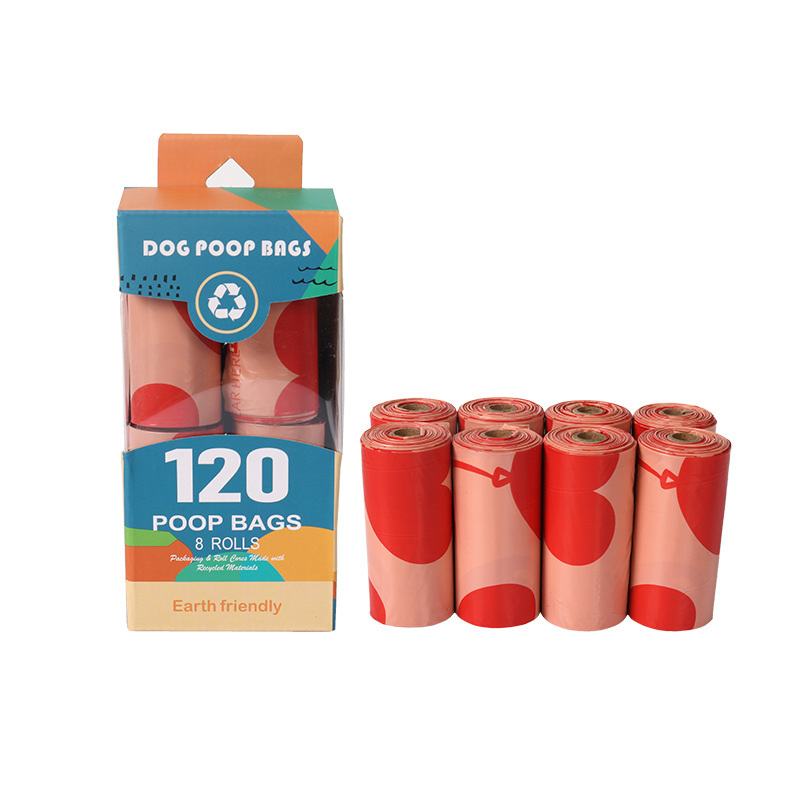 跨境可降解平口宠物便便袋狗狗拾便袋玫瑰味猫咪铲屎袋1.2丝