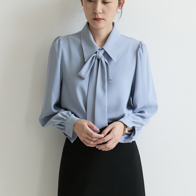 上衣春秋设计感职业蝴蝶结通勤