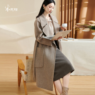 毛呢外套双面呢羊毛保暖大衣1053 气质复古长款 米思阳2025冬季 新款