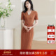 米思阳2025夏季 裙子女1076 短袖 新款 高端精致连衣裙高级感v领修身