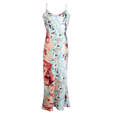 米思阳优雅气质印花吊带裙