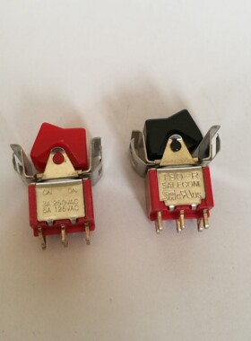 进口钮子开关R8015-R22卡面板按键电源开关2档3脚红黑头色R80-R3M