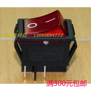 16A电源开关台湾亮群翘板开关黑边红色220V带灯交流大船型开关R5