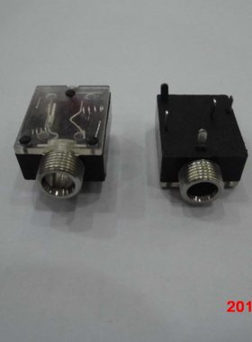 3.5耳机插座PJ-324M－5P配螺母插脚插座直插音频插座耳机插孔透明