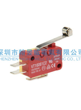 台湾海立HIGHLY微动开关 大电流16A行程开关 长柄带轮 VT16061C2