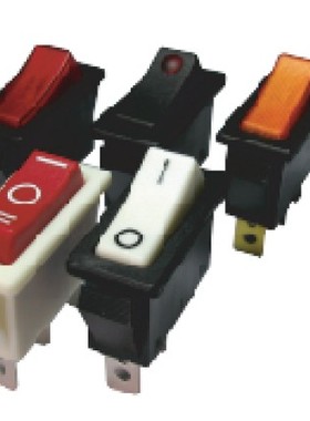 进口R4船形电源开关220V红橙灯黑白色3脚2档16A亮群翘板触动订做