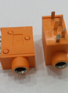 3.5MM耳机插座PJ-325口径侧插立式音频插座耳机插座黄黑色五5脚