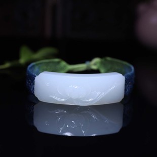 玉秀新疆和田玉一品清莲手牌男女手饰苏工籽料羊脂白玉定制带证书