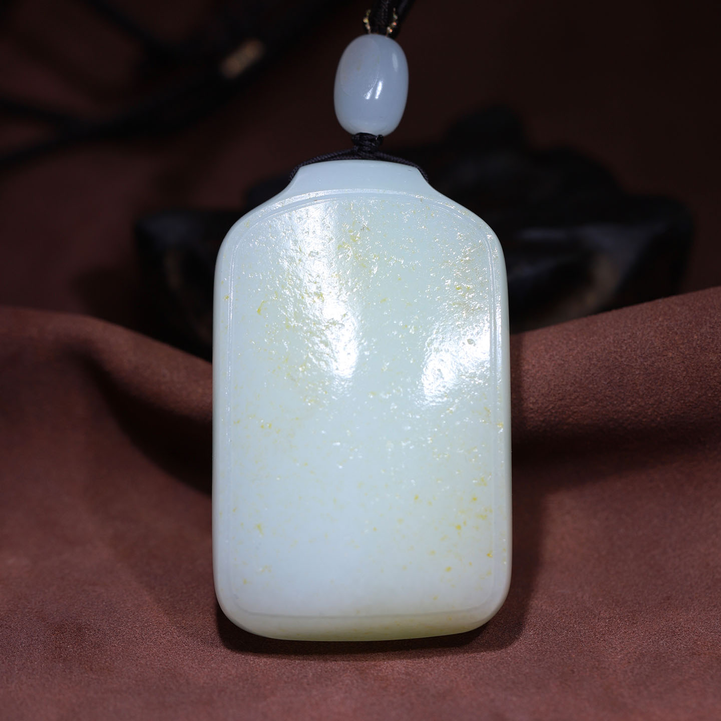 玉秀新疆和田玉平安无事牌吊坠男女挂件苏工籽料羊脂玉定制带证书