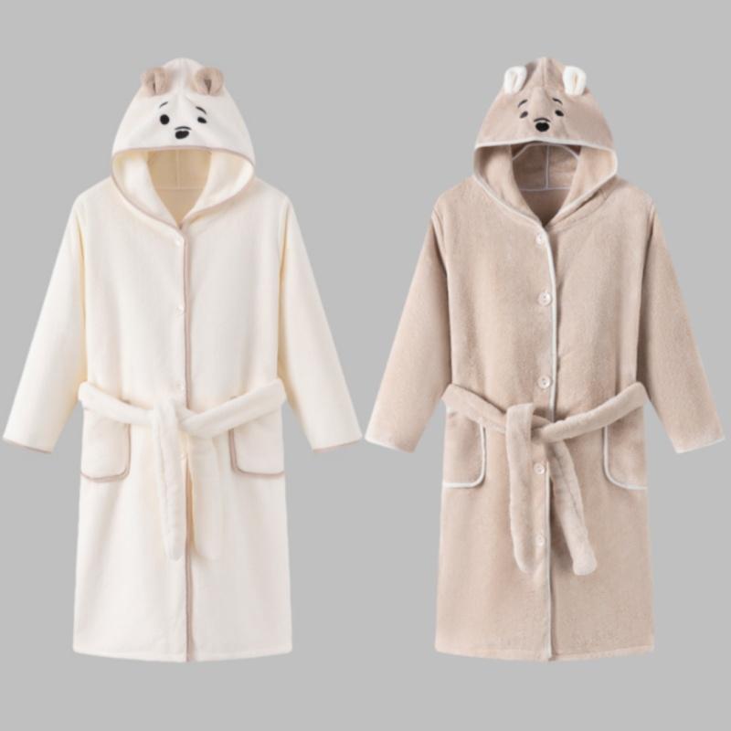 儿童长袖浴袍加长睡袍