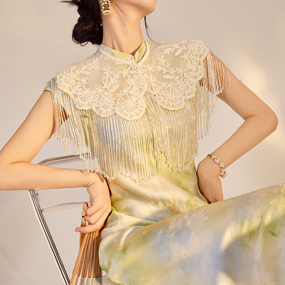 新中式重工盘绣流苏披肩女夏季