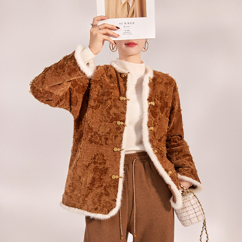 秋冬轻奢毛毛拼接显瘦外套女