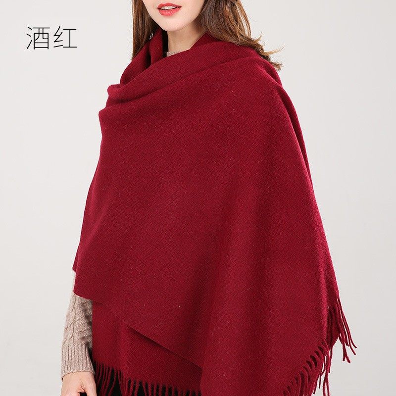 100羊毛披肩女冬季红围巾