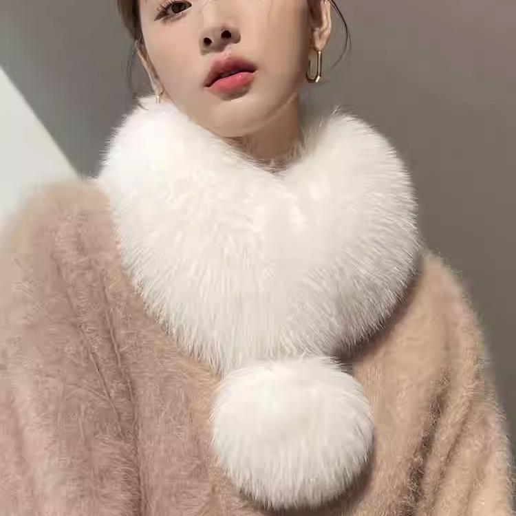 真皮草毛狐狸围巾磁铁扣款围脖冬