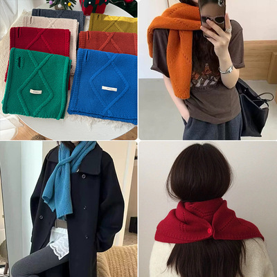 verso显白羊毛围脖针织钩花围巾