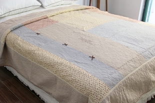 双人床罩被套纯棉水洗被空调被夹棉床单 清仓全棉绗缝拼布床盖