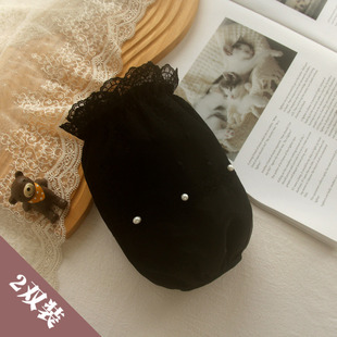 黑色蕾丝袖套女士秋冬羽绒服专用防污防脏护袖办公工作学习套袖