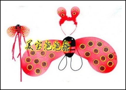 儿童表演道具节日动物翅膀瓢虫翅膀带七星瓢虫翅膀红色瓢虫翅膀