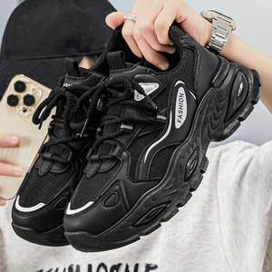 跑步鞋男2026春季新款透气网面休闲鞋男士百搭潮流增高运动老爹鞋