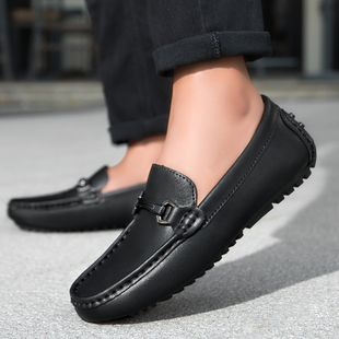 真皮豆豆鞋男士2026新款春季透气一脚蹬懒人开车软底休闲小皮鞋