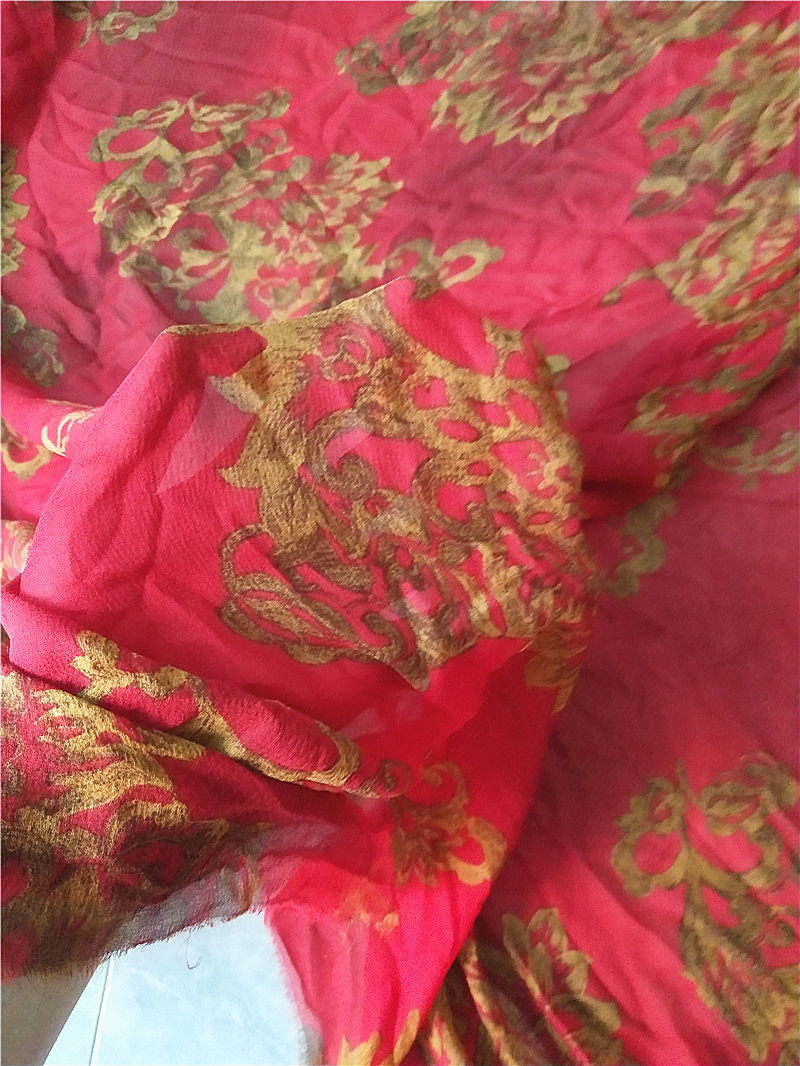 真丝花色乔其纱桑蚕丝面料新款服装连衣裙上衣半身裙丝巾整卷布料