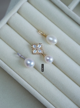 天然无优化珍珠s925银吊坠万能扣女百搭项链