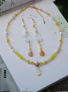 兔子国风极光珍珠镶嵌项链