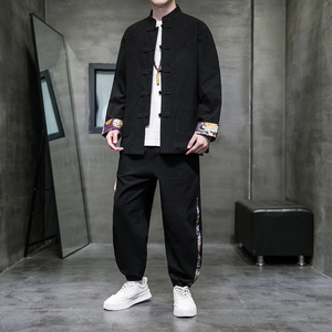 秋季风棉麻复古套装新中式唐装汉服两件套男A118-TZ205P105