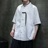 2025夏季风男装唐装汉服短袖中式复古大码衬衫A118-C17P65，男装衬衫，电商A118