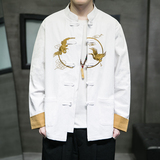 秋季风男装衬衫新中式棉麻唐装汉服绣花夹克外套A118-SY61P75，男装夹克，电商A118