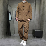 冬季风棉衣套装中式复古灯芯绒加厚唐装棉袄男A118-TZ010P200，男装棉衣，电商A118