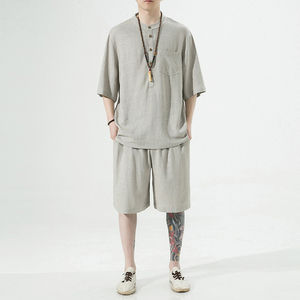 2025夏季风唐装亚麻两件套棉麻汉服男A118-TZ203P110-控168图片