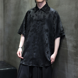 夏季风男装唐装汉服冰丝短袖中式大码提花衬衫A118-C28P65，男装T恤，电商A118