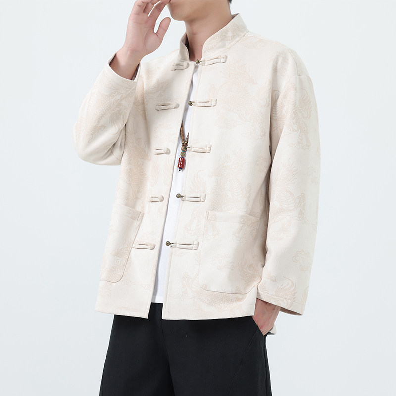 秋季风男装唐装汉服夹克麒麟印花大码青年外套A118-A8835P115,男装夹克,电商A118