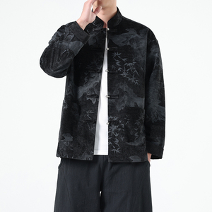 春季风男装新中式夹克印花复古唐装汉服外套A118-A8823P120图片