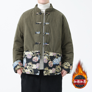 冬季新款风棉衣青年唐装印花加厚保暖潮流棉袄男MY2312P140图片