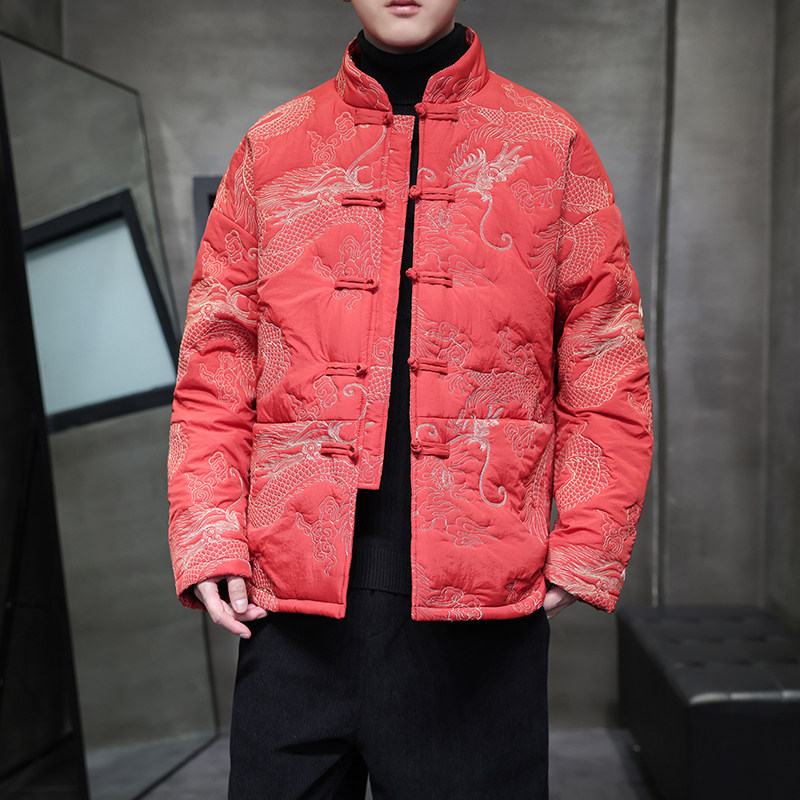 2025冬季风棉衣中式复古刺绣唐装加厚棉服男A118-MY2317P155,男装棉衣,电商A118