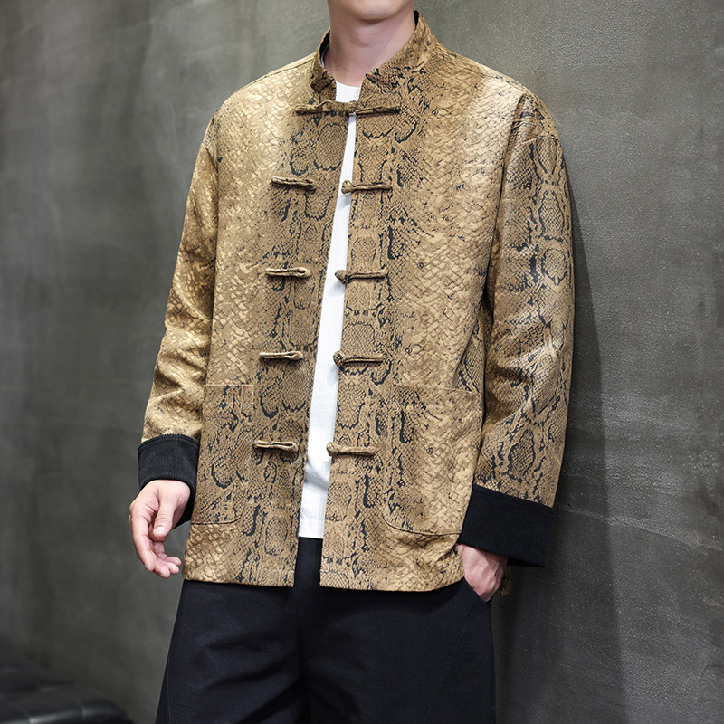 春季风新中式唐装汉服大码印花蟒纹夹克外套男A118-A8821P120，男装夹克，电商A118